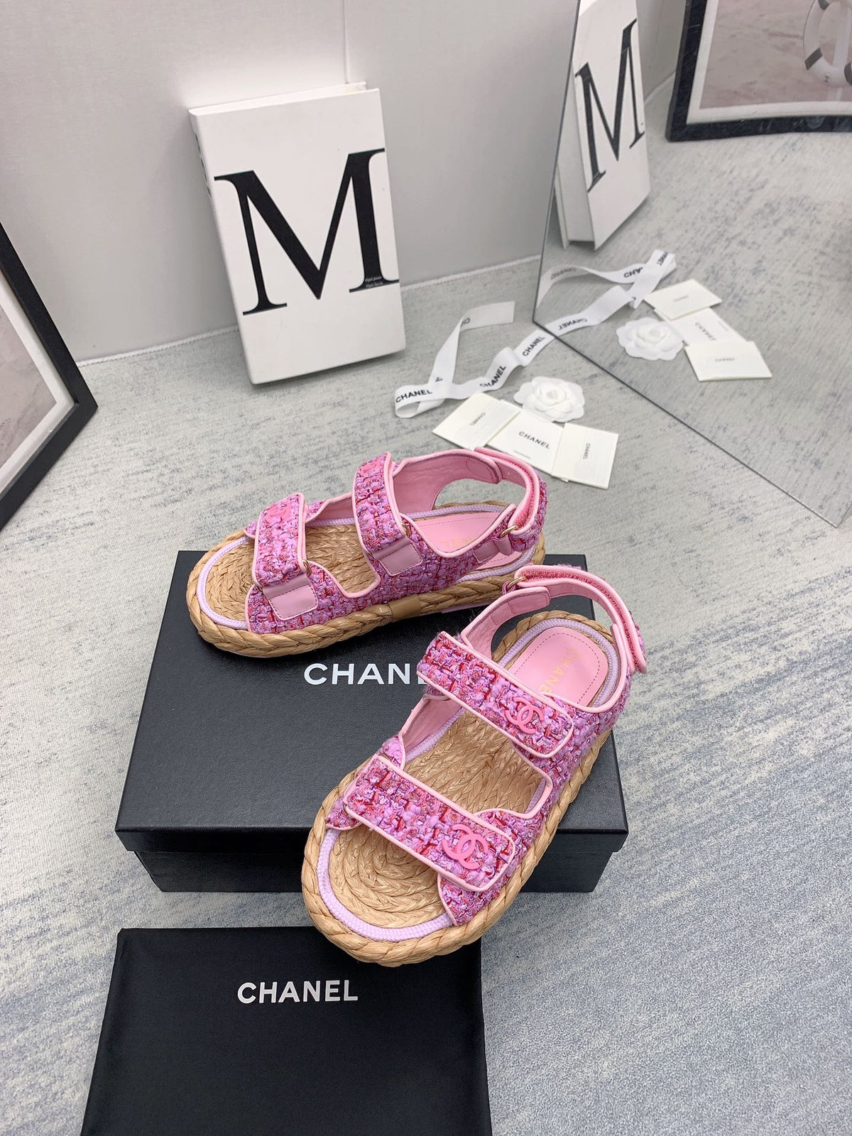 CC 26s Dad Sandals Pink Tweed Cord 160040