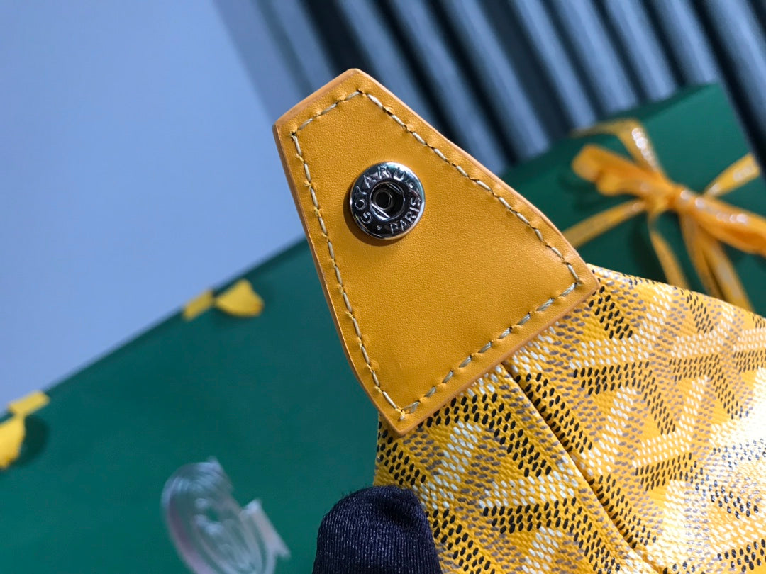 Goyard Bowling 25 Toiletry Bag Yellow Canvas & Calfskin