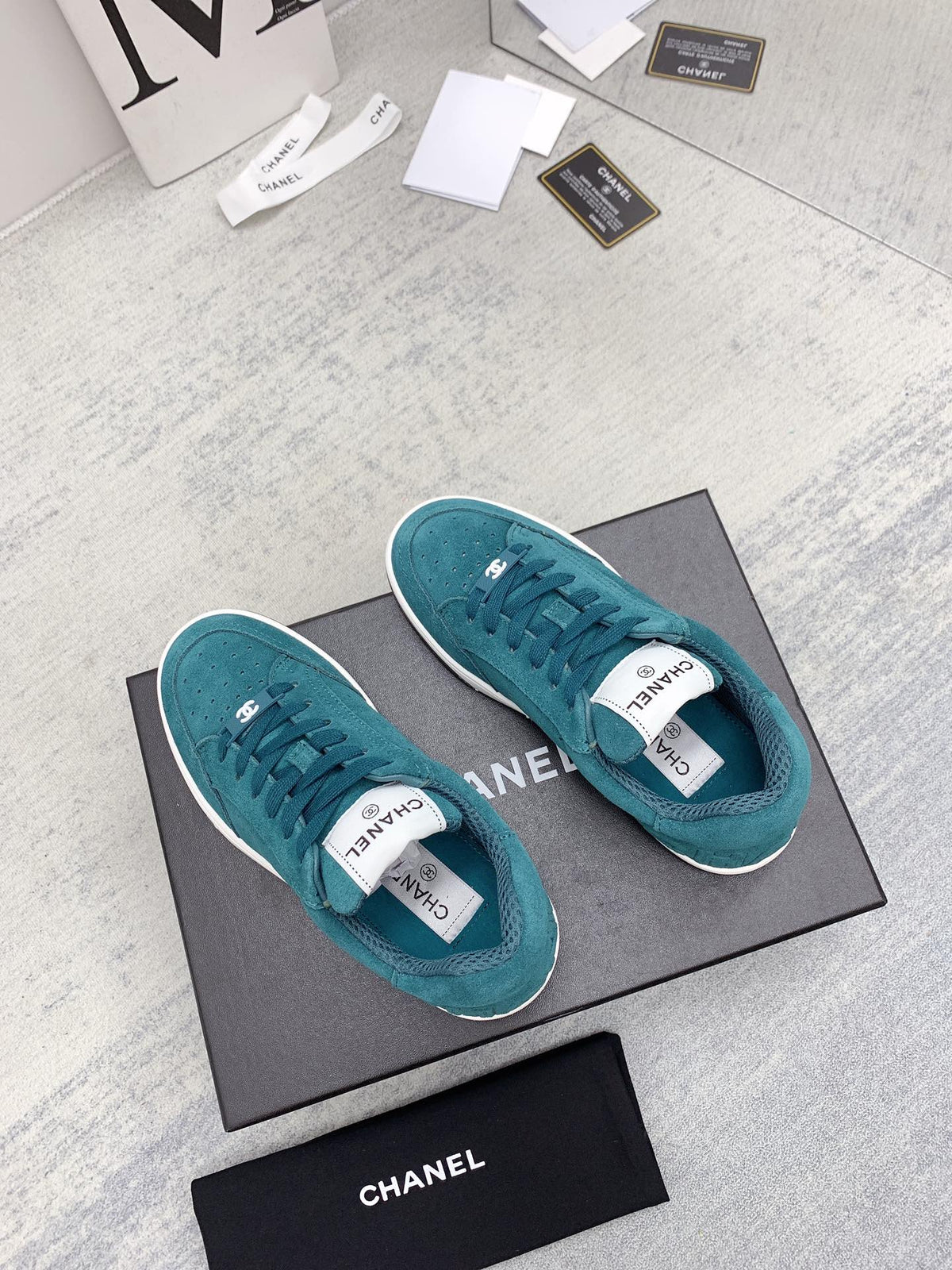CC 26s Low Top Sneakers Teal Suede Leather 160058
