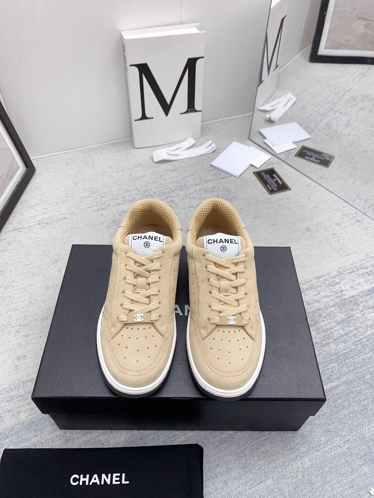 CC 26s Low Top Sneakers Beige Suede Leather 160062
