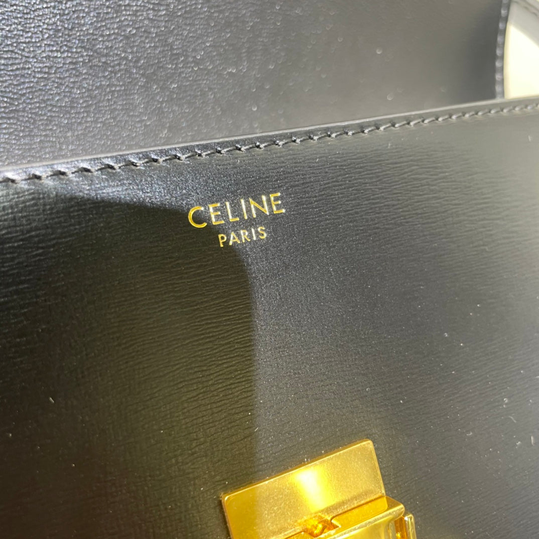 classic triomphe 20 black calfskin leather strap gold hardware