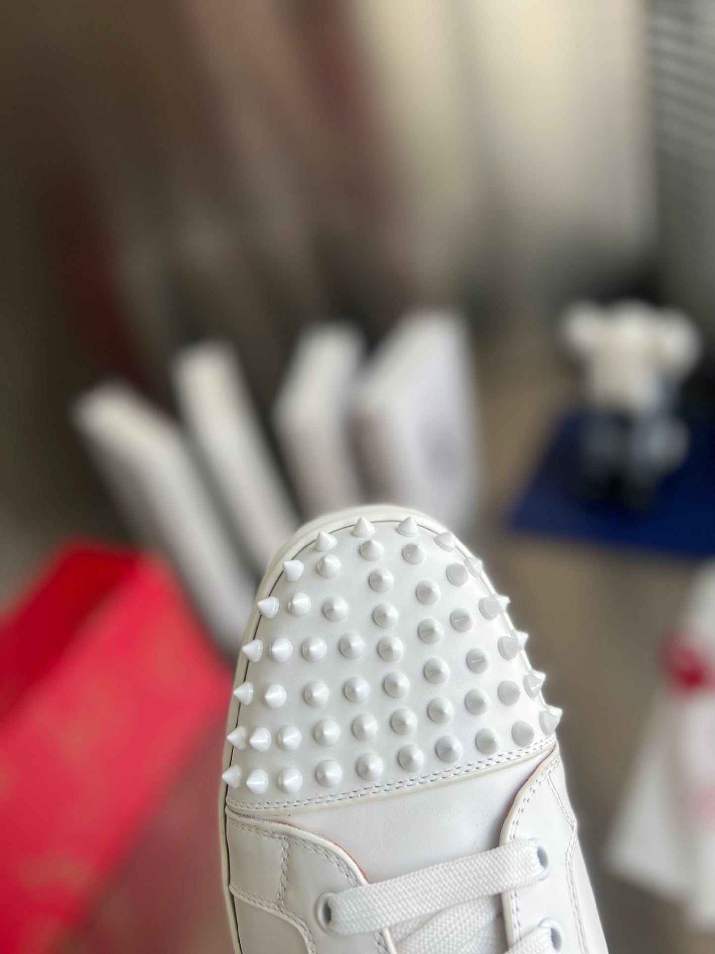 CL Louis Junior Spikes Sneaker White Cowhide 332091