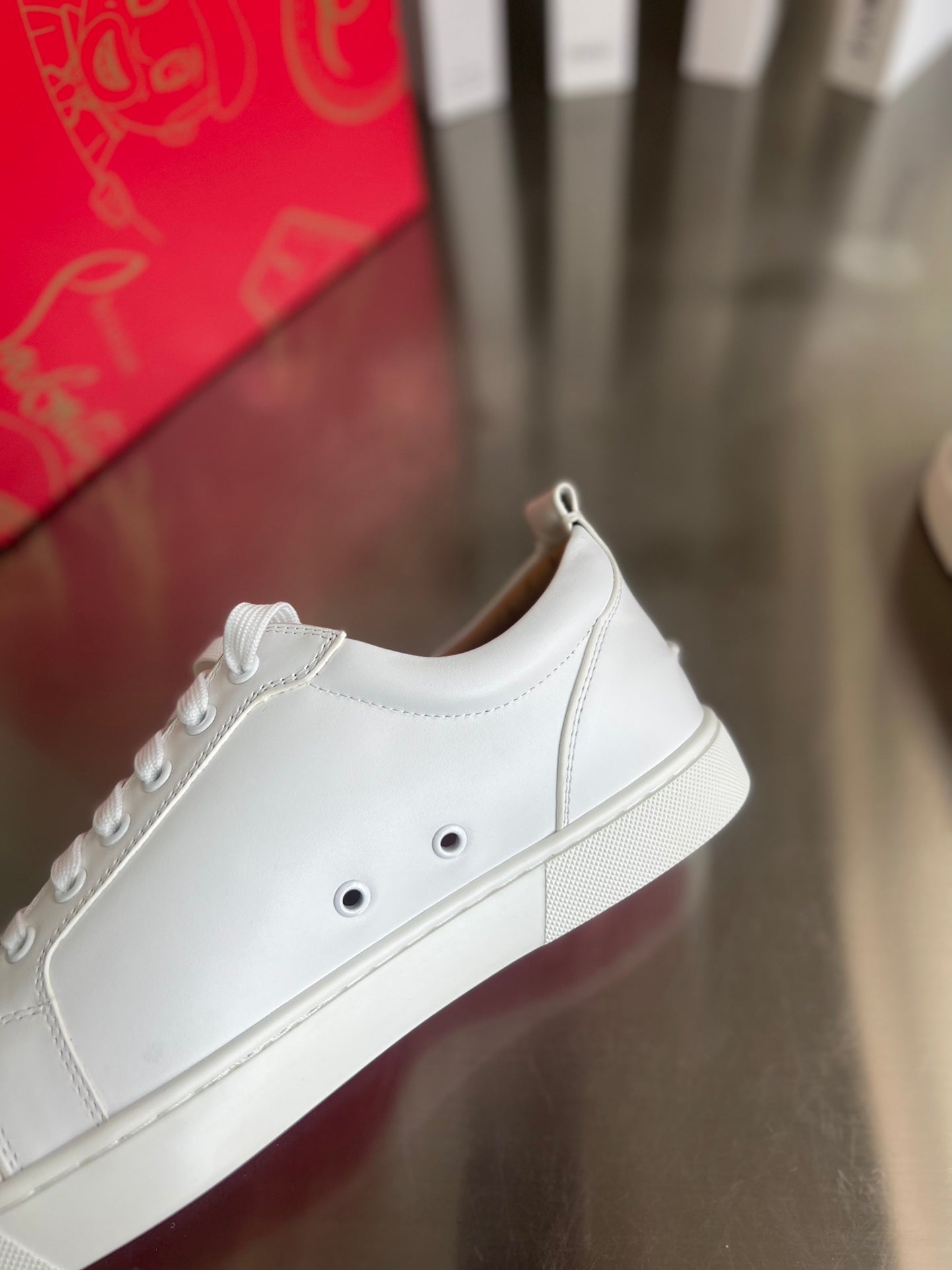CL Louis Junior Spikes Sneaker White Cowhide 332091