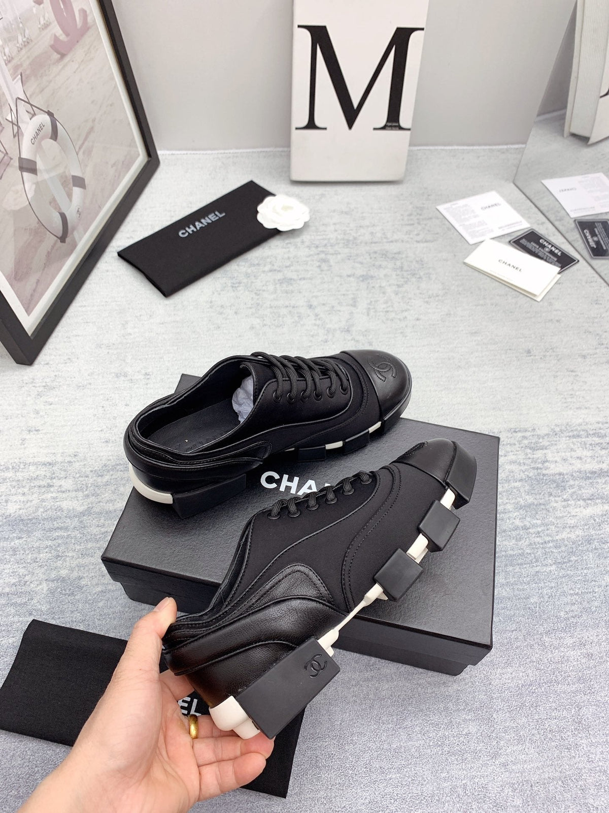 CC 26s Low Top Sneakers 4cm Black Black Canvas 162988