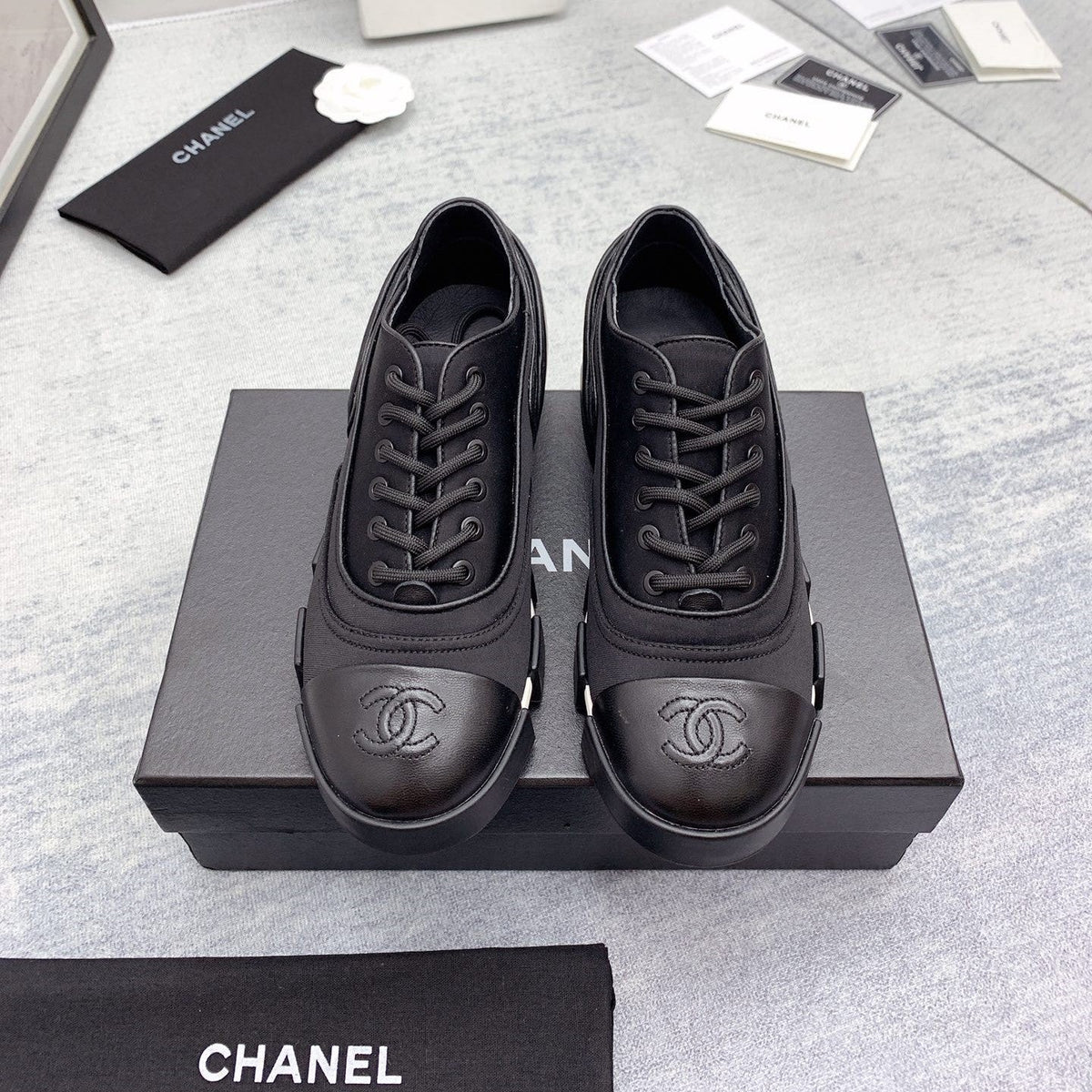 CC 26s Low Top Sneakers 4cm Black Black Canvas 162988