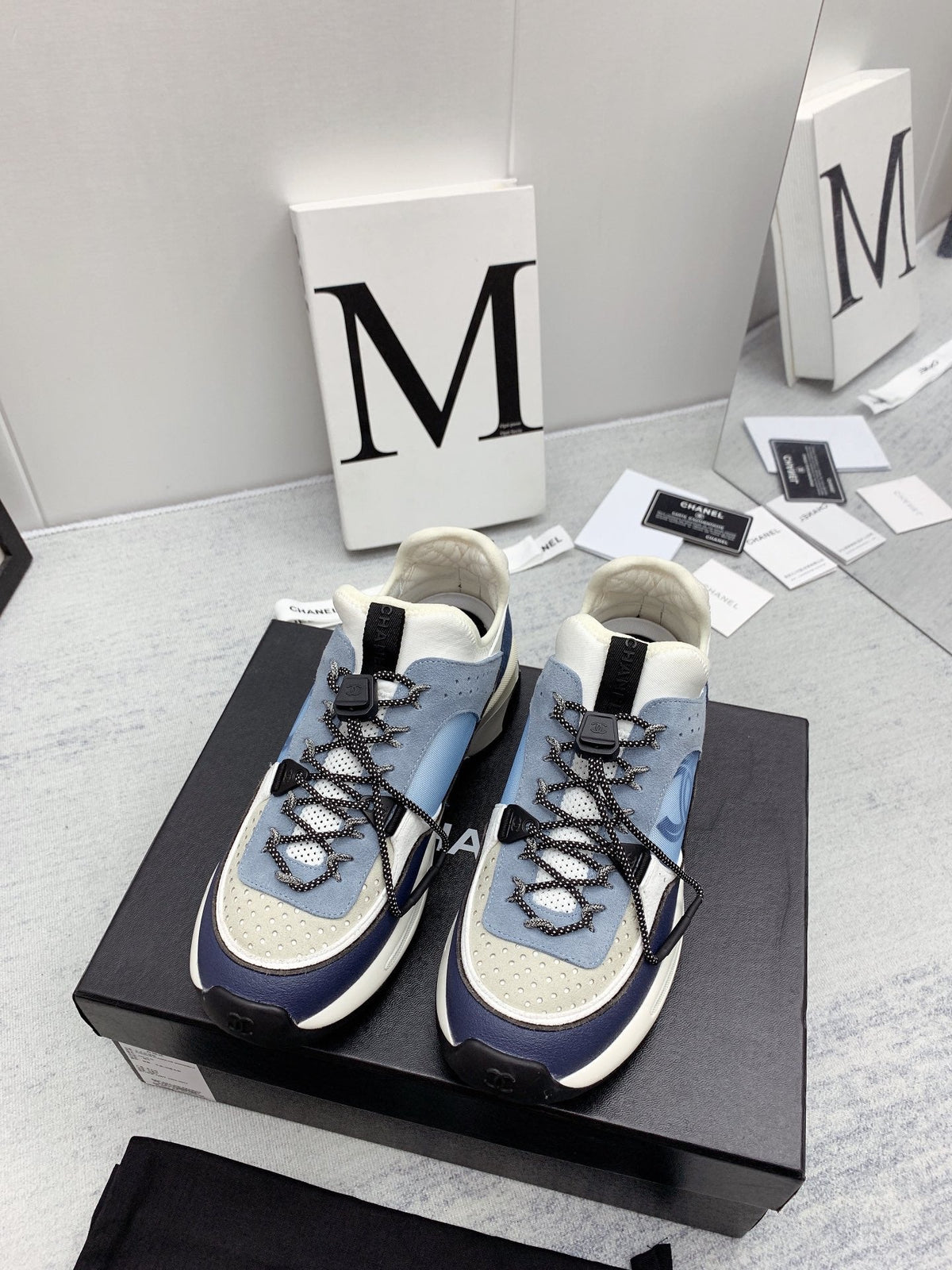 CC 26s Multicolor Sneakers Blue White Grey Calfskin Mesh 160120