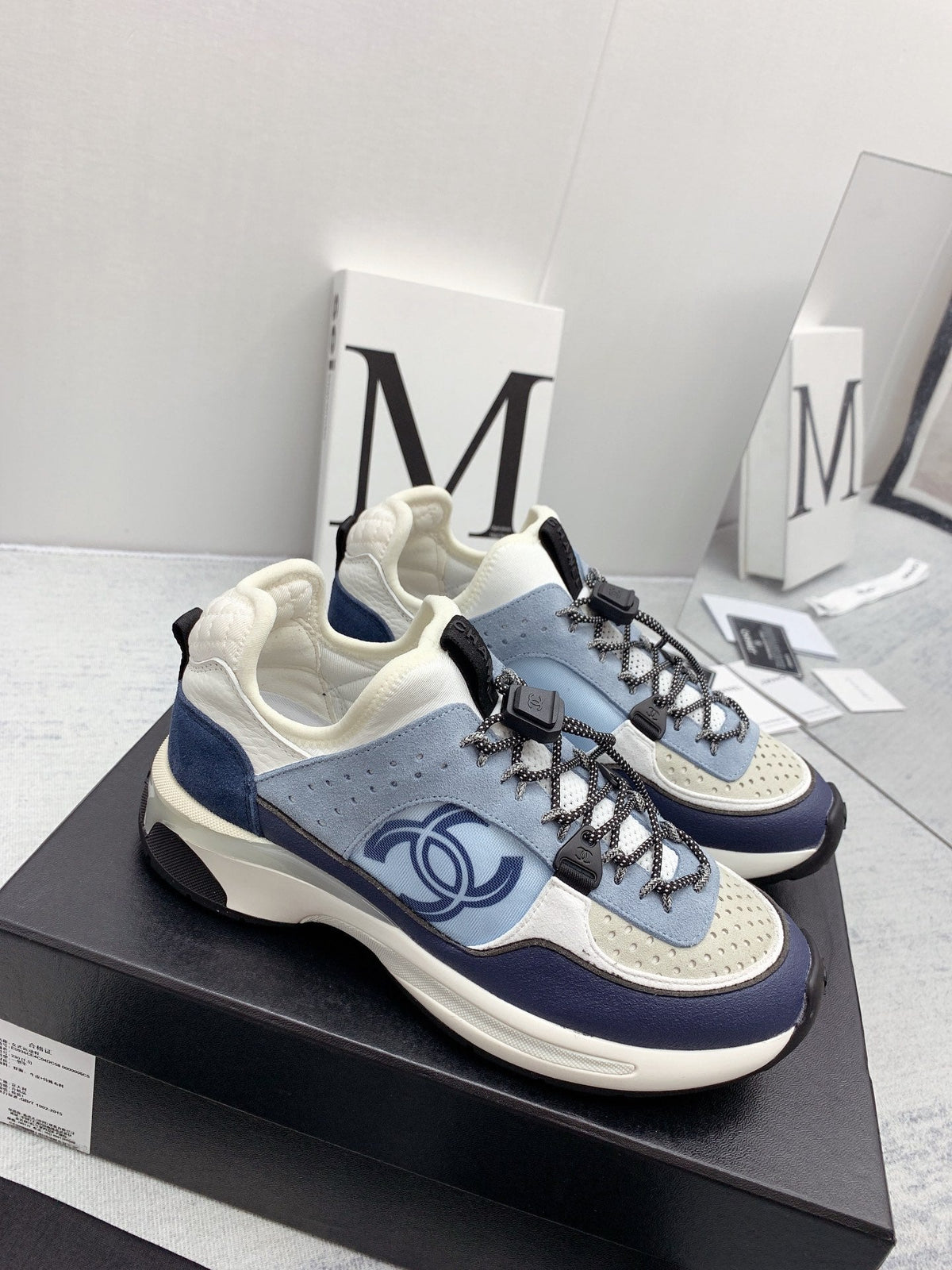CC 26s Multicolor Sneakers Blue White Grey Calfskin Mesh 160120