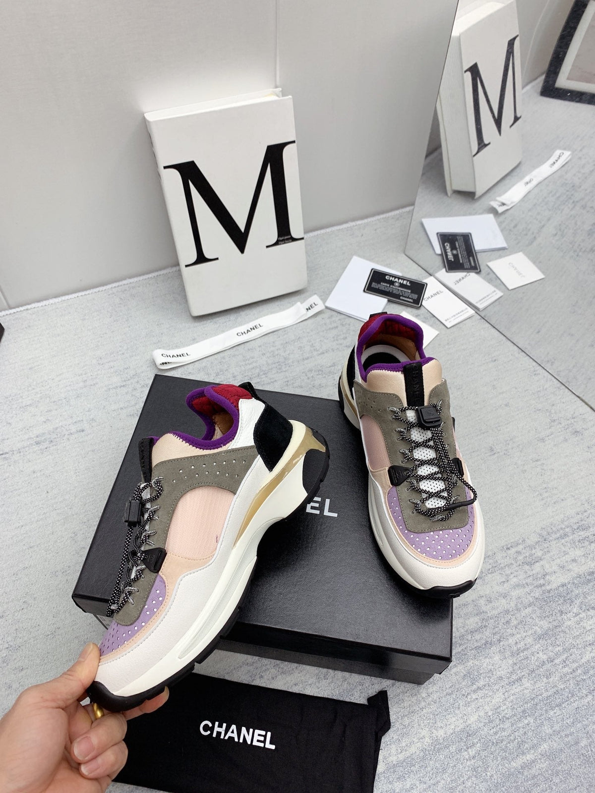 CC 26s Multicolor Sneakers Purple Pink Khaki Calfskin Mesh 160119