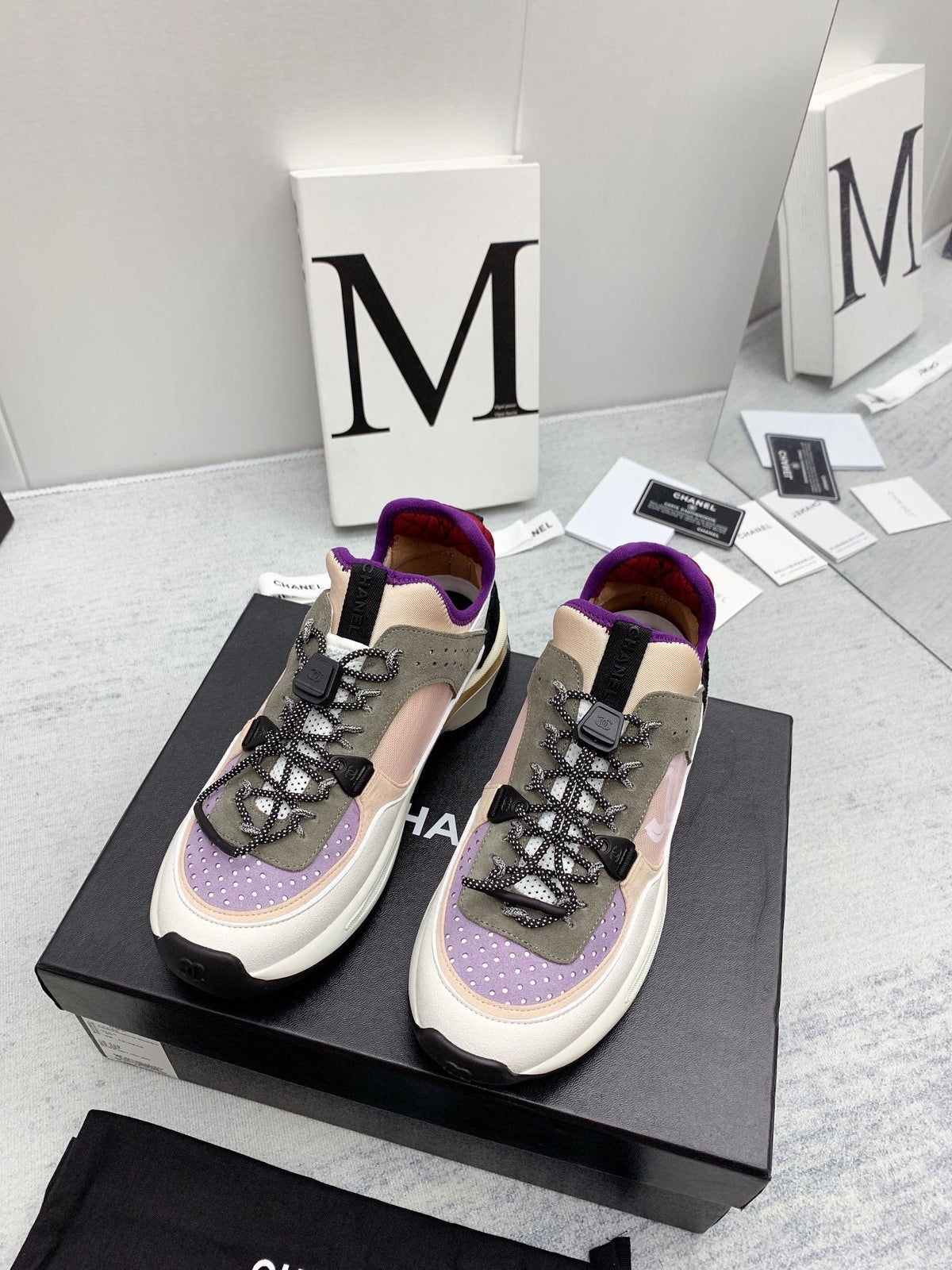 CC 26s Multicolor Sneakers Purple Pink Khaki Calfskin Mesh 160119