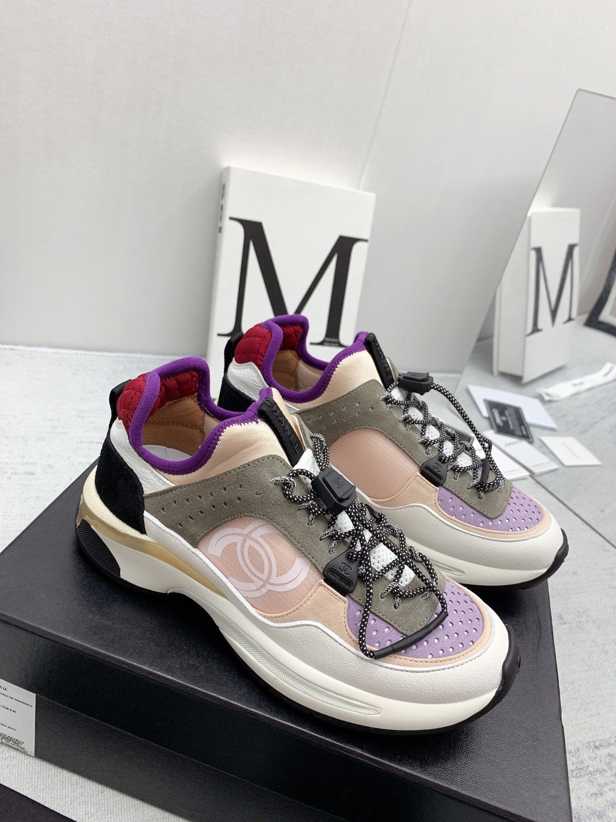 CC 26s Multicolor Sneakers Purple Pink Khaki Calfskin Mesh 160119