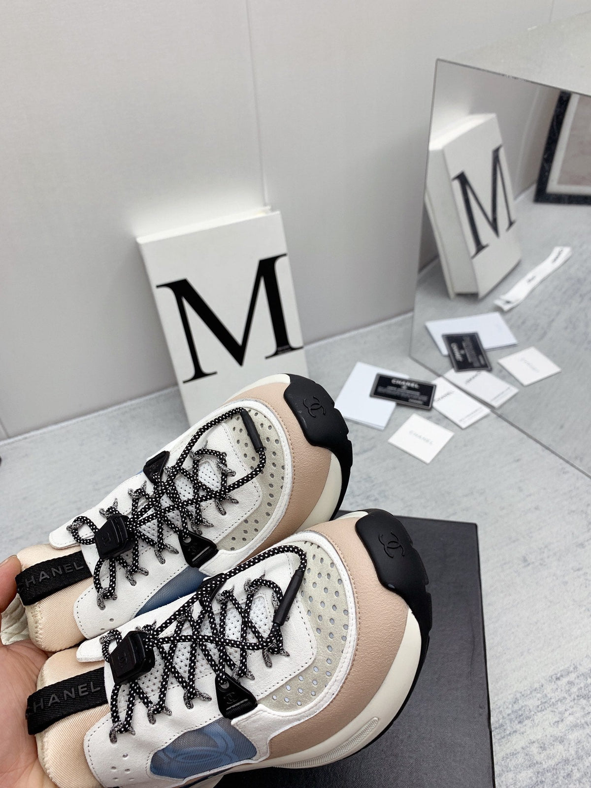 CC 26s Multicolor Sneakers Pink Beige Grey Calfskin Mesh 160123