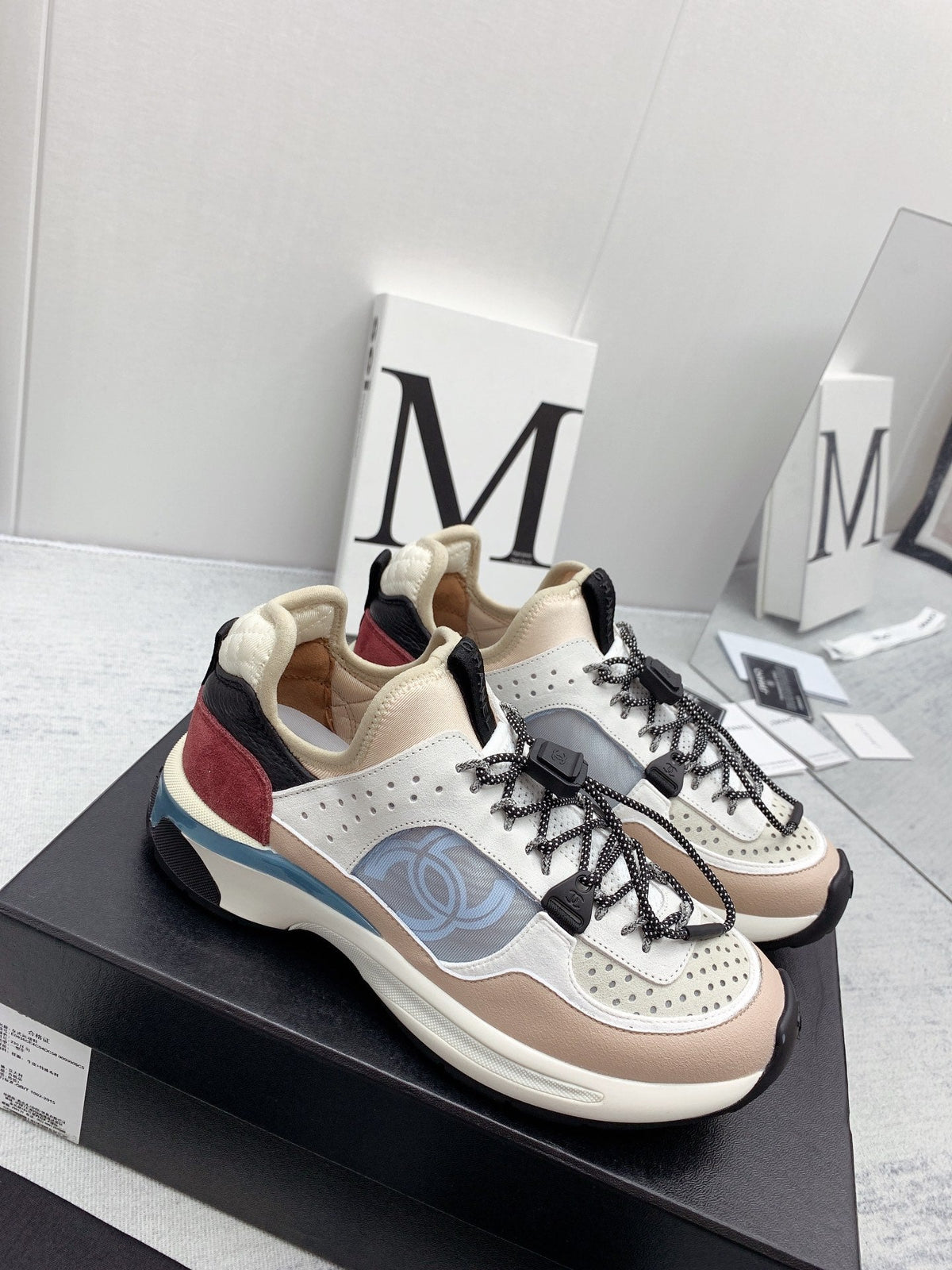 CC 26s Multicolor Sneakers Pink Beige Grey Calfskin Mesh 160123