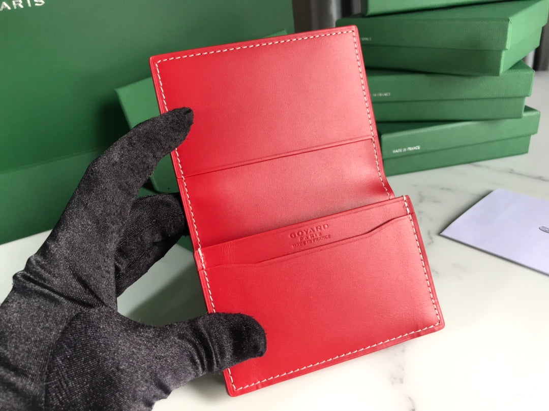 Goyard Malesherbes Card Wallet 10cm Red Canvas & Calfskin
