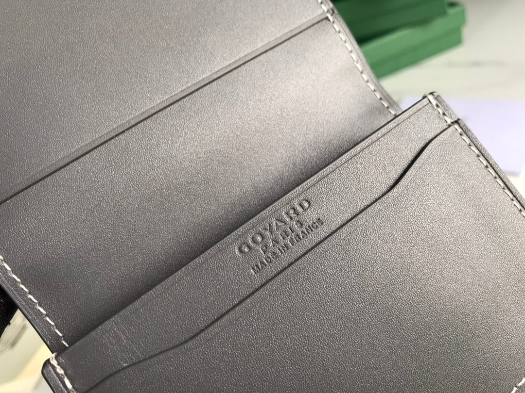Goyard Malesherbes Card Wallet 10cm Grey Canvas & Calfskin