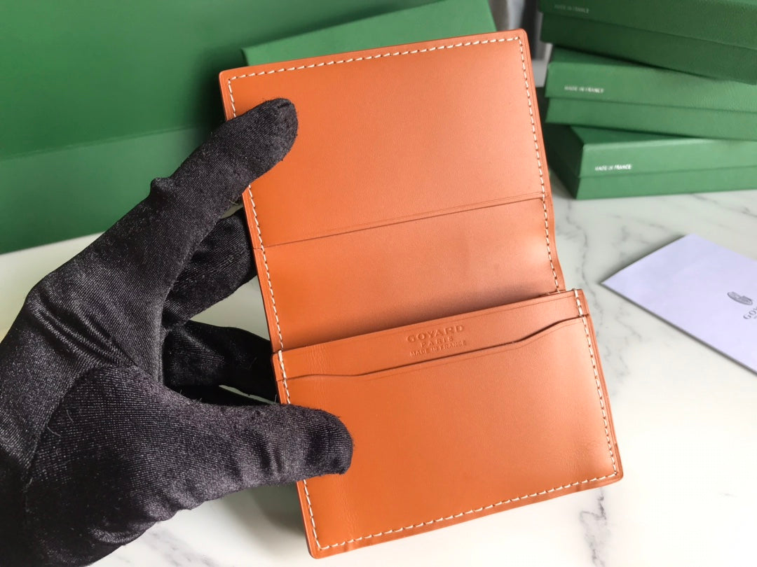 Goyard Malesherbes Card Wallet 10cm Black Tan Canvas & Calfskin