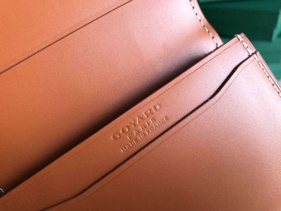 Goyard Malesherbes Card Wallet 10cm Black Tan Canvas & Calfskin
