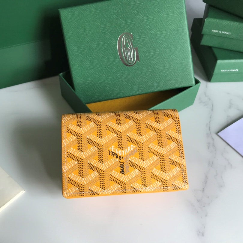Goyard Malesherbes Card Wallet 10cm Yellow Canvas & Calfskin