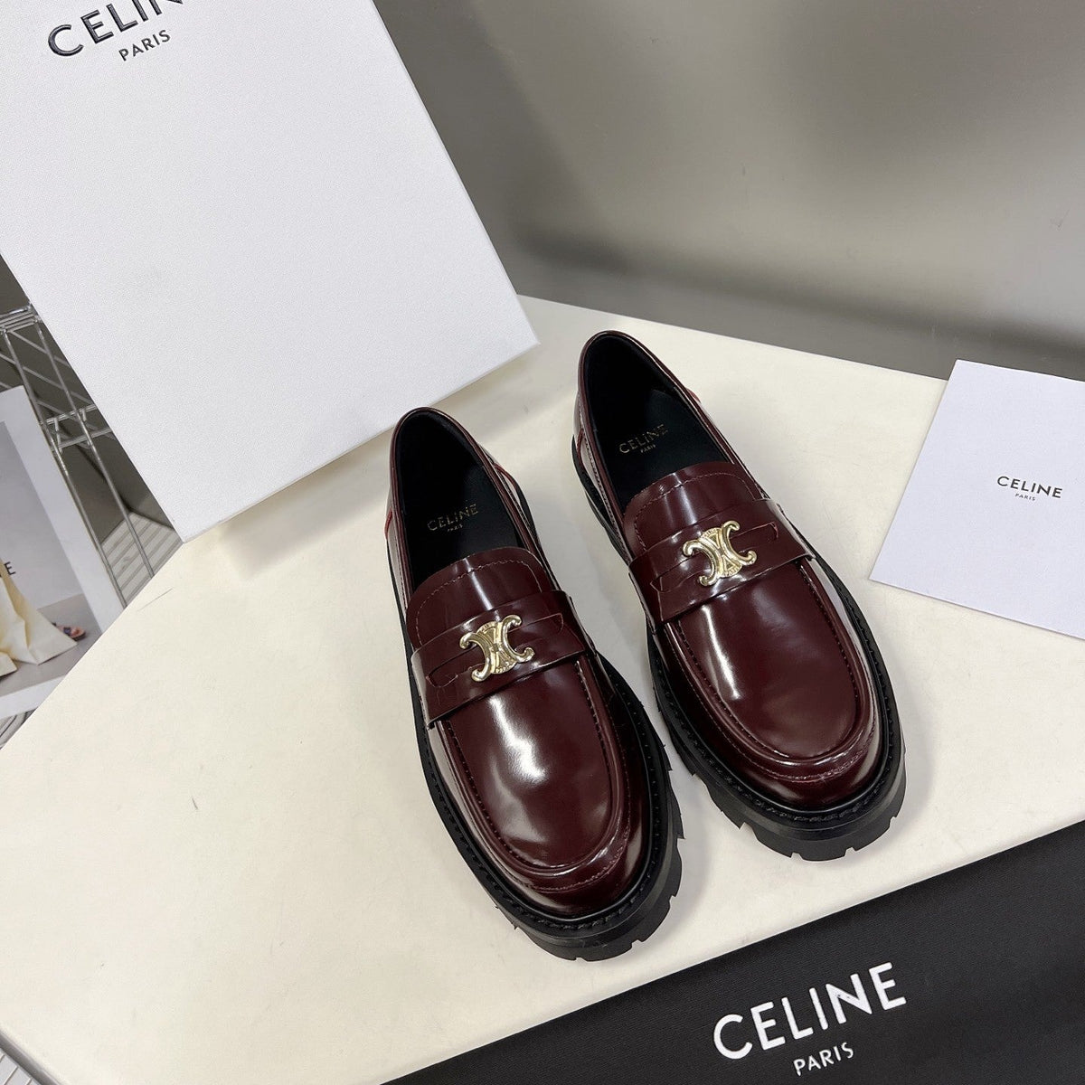CE 26s Margaret Loafers 3.5cm Burgundy Leather 114192