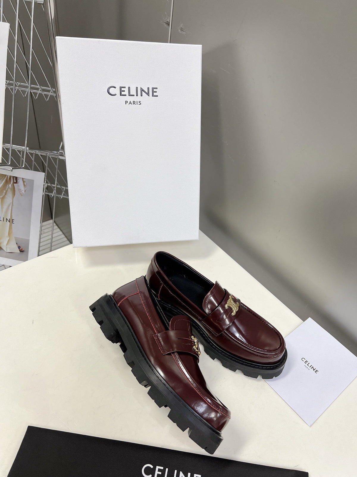CE 26s Margaret Loafers 3.5cm Burgundy Leather 114192