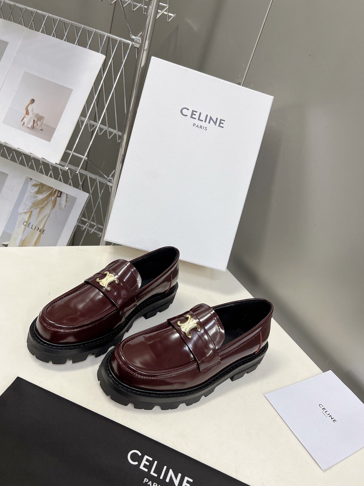 CE 26s Margaret Loafers 3.5cm Burgundy Leather 114192