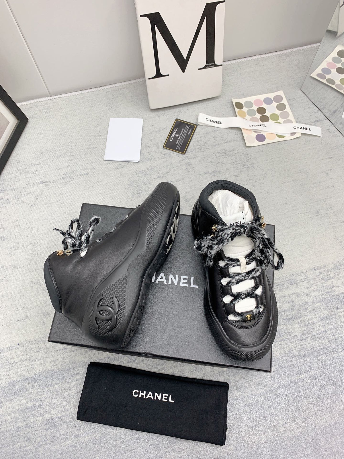 CC 26s High Top Sneakers 5cm Black Black Leather 163043