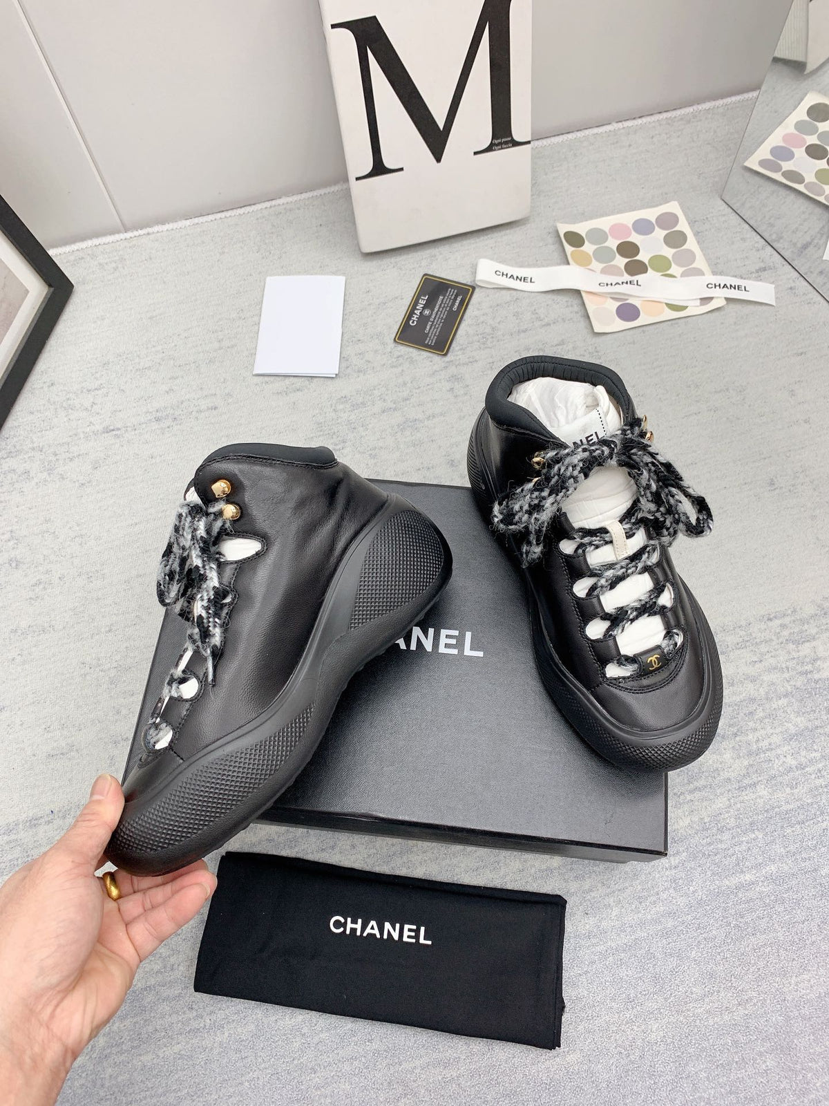 CC 26s High Top Sneakers 5cm Black Black Leather 163043