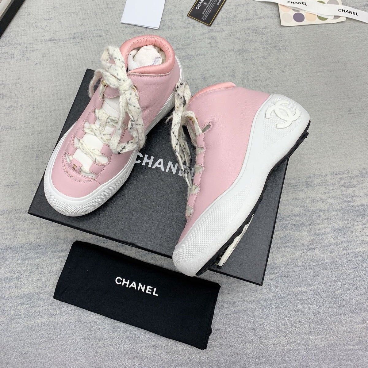 CC 26s High Top Sneakers 5cm Pink White Leather 163040