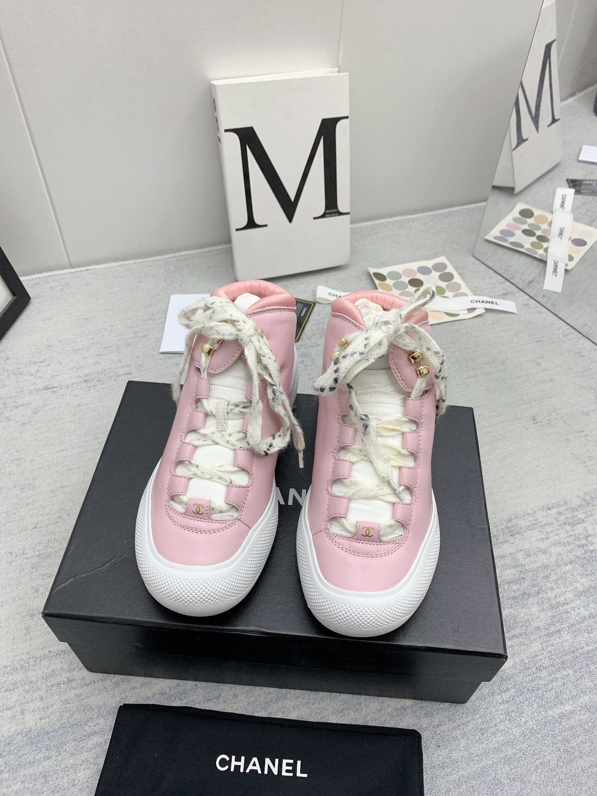 CC 26s High Top Sneakers 5cm Pink White Leather 163040