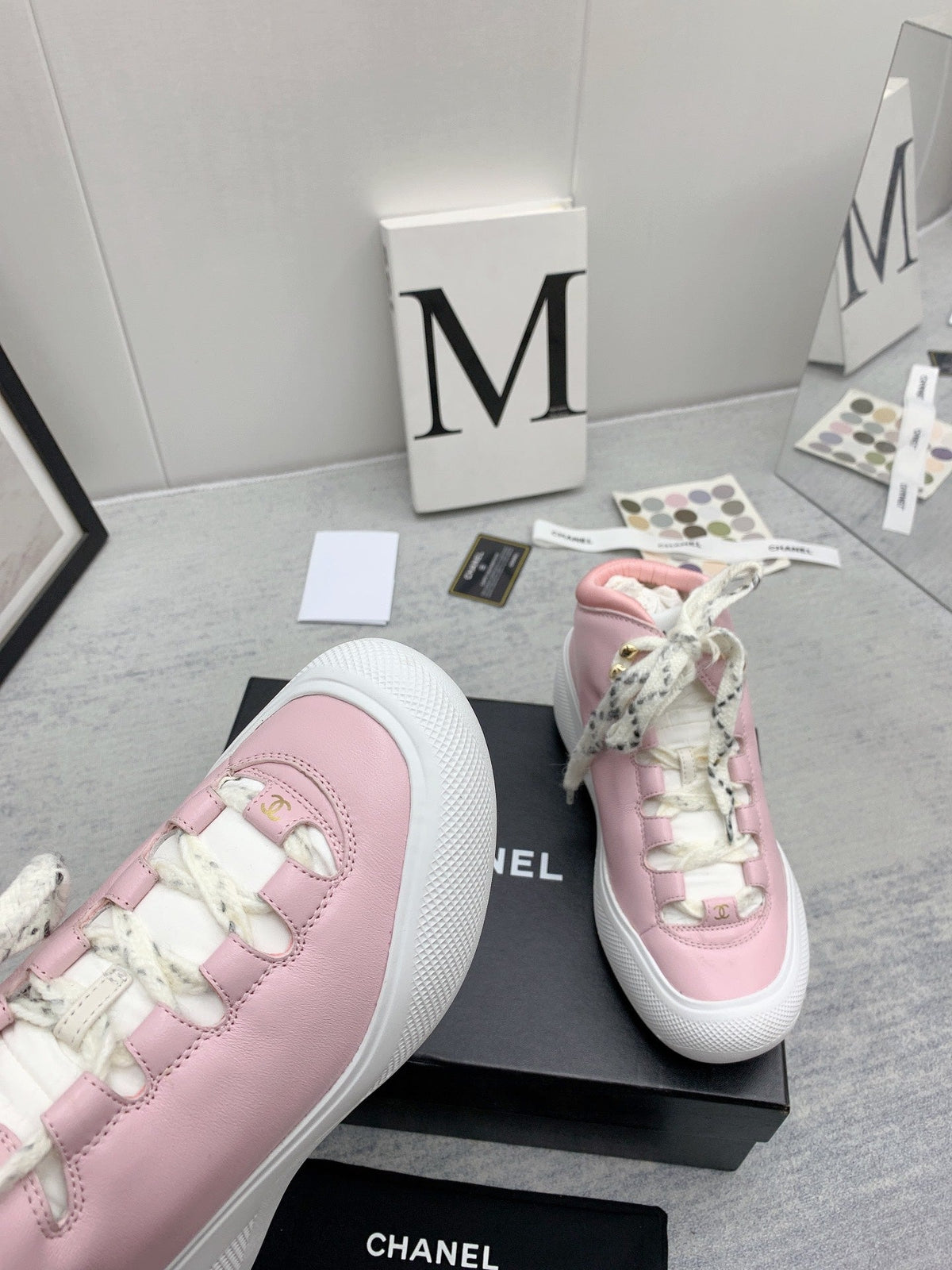 CC 26s High Top Sneakers 5cm Pink White Leather 163040