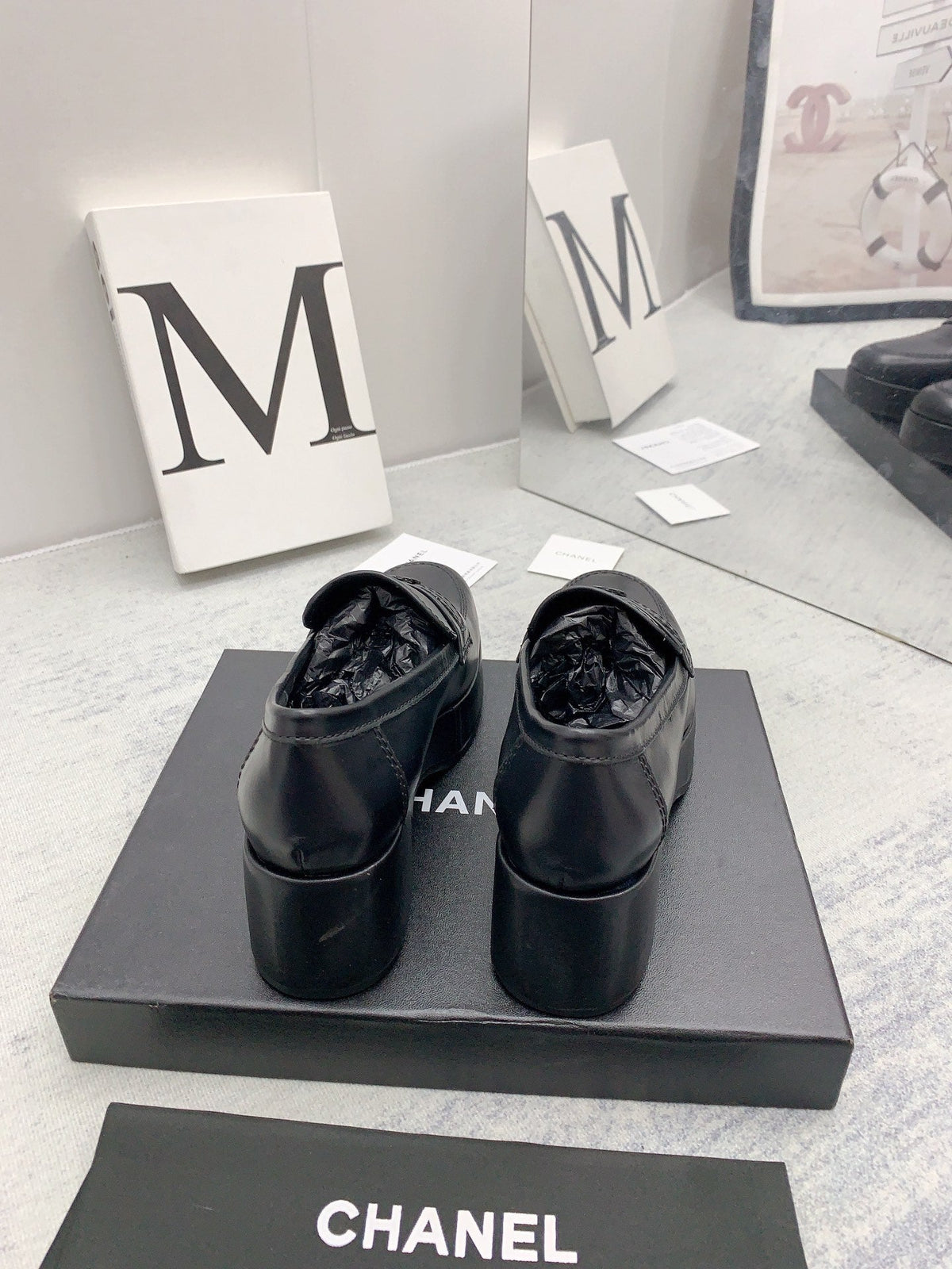 CC 2026 Logo Chunky Platform Loafers Black Leather 161816