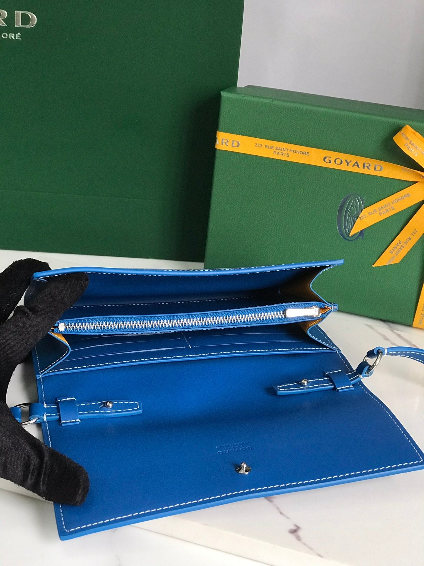 Goyard Varenne Continental Wallet 19cm Blue Canvas & Calfskin
