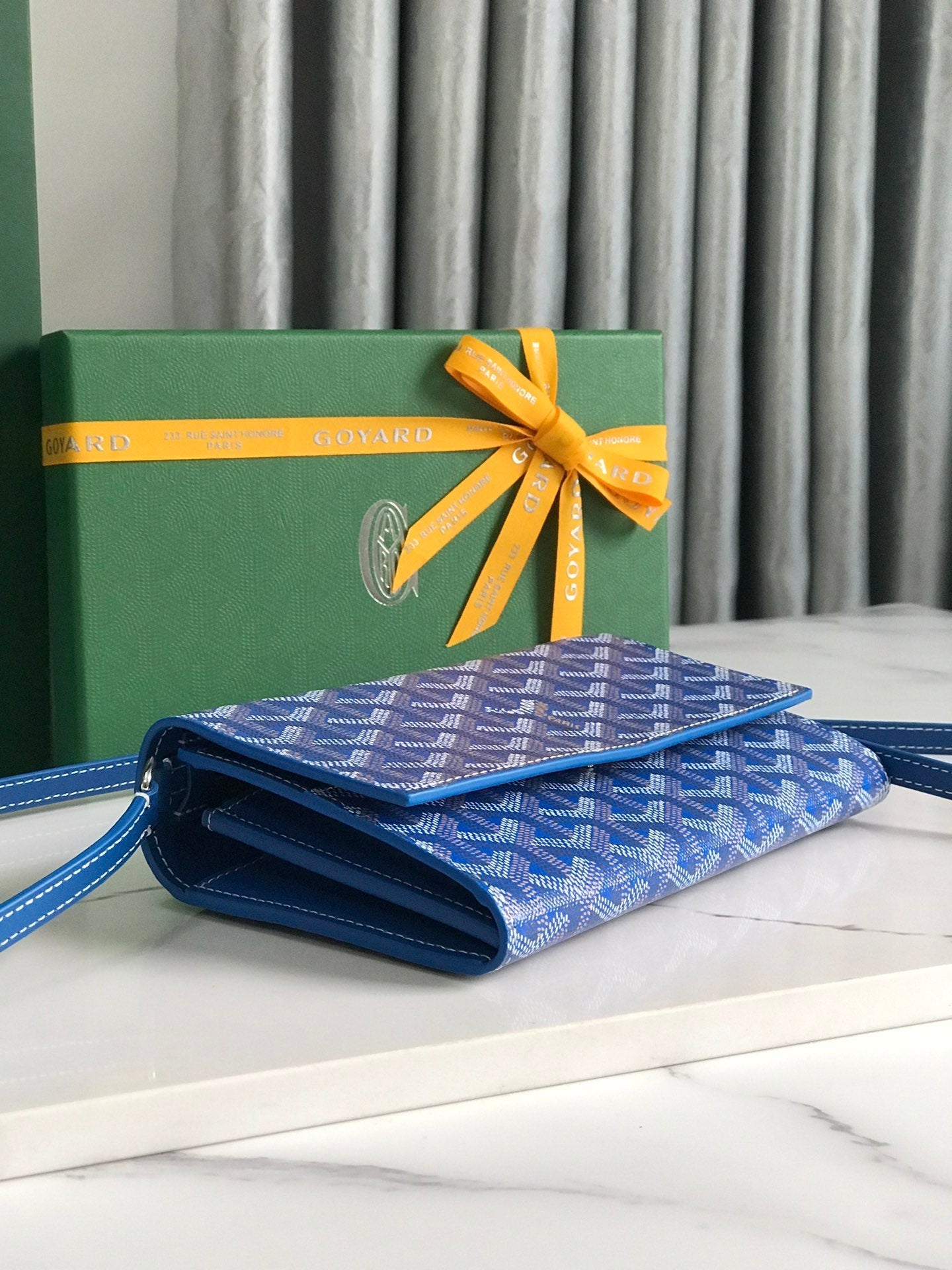 Goyard Varenne Continental Wallet 19cm Blue Canvas & Calfskin