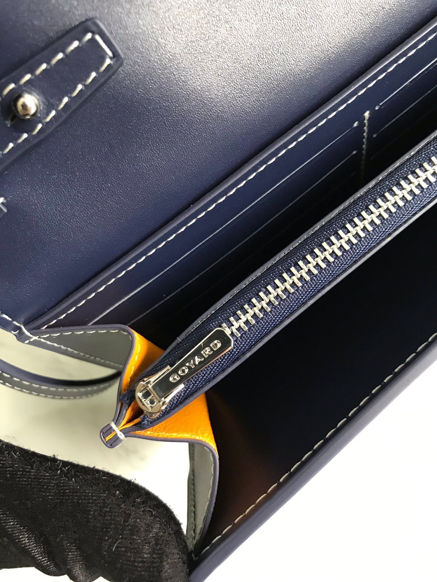Goyard Varenne Continental Wallet 19cm Black Navy Blue Canvas & Calfskin