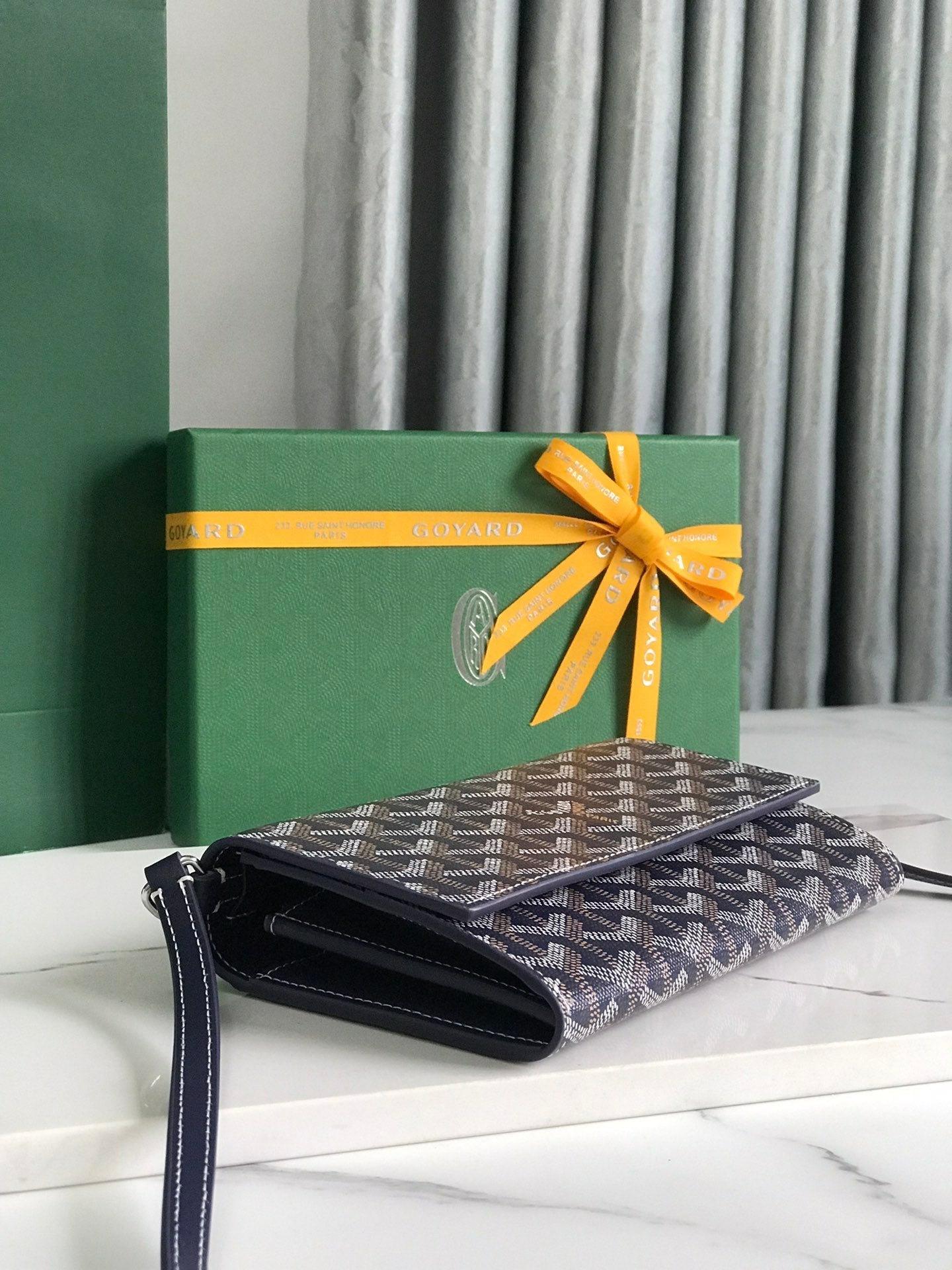 Goyard Varenne Continental Wallet 19cm Black Navy Blue Canvas & Calfskin