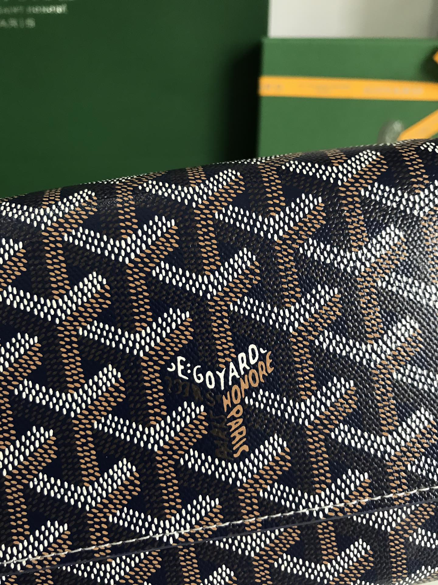 Goyard Varenne Continental Wallet 19cm Black Navy Blue Canvas & Calfskin