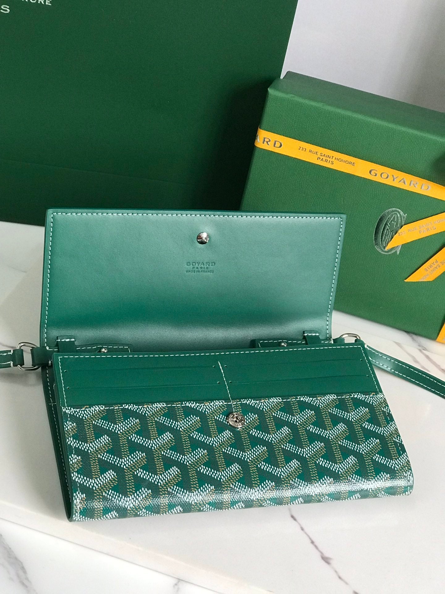 Goyard Varenne Continental Wallet 19cm Green Canvas & Calfskin