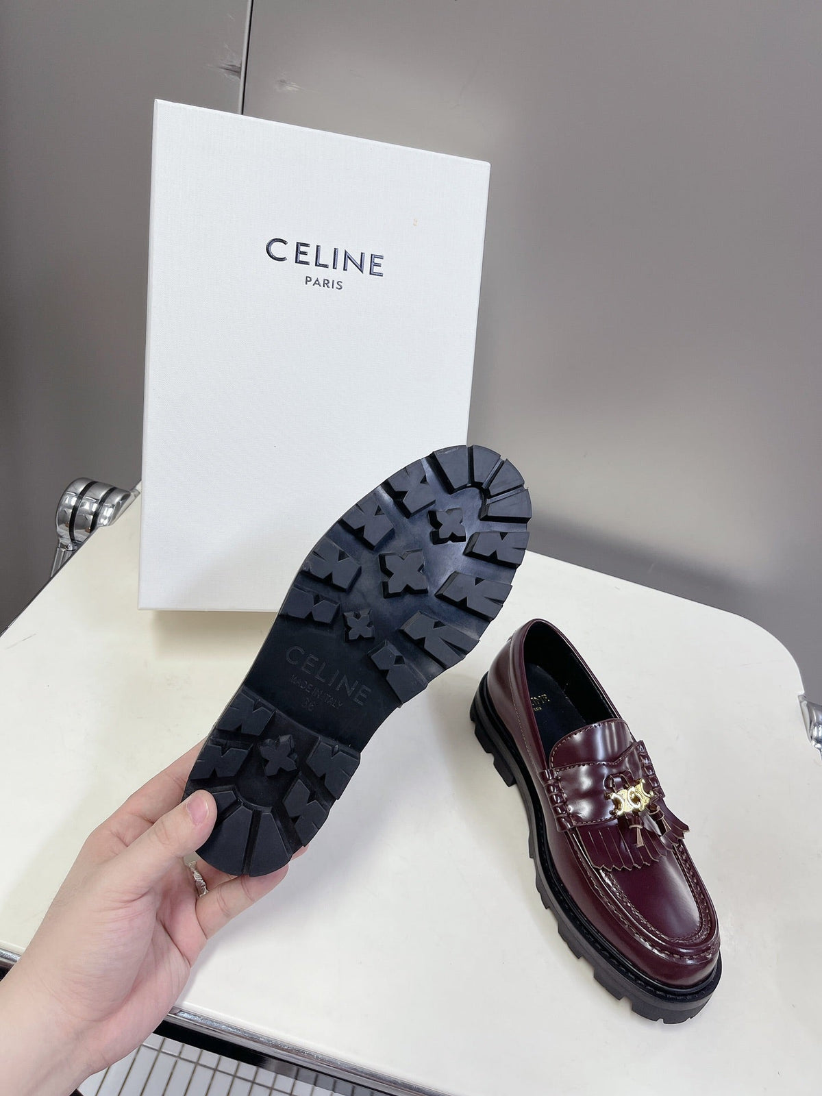 CE 26s Margaret Loafers 3.5cm Burgundy Leather 114188