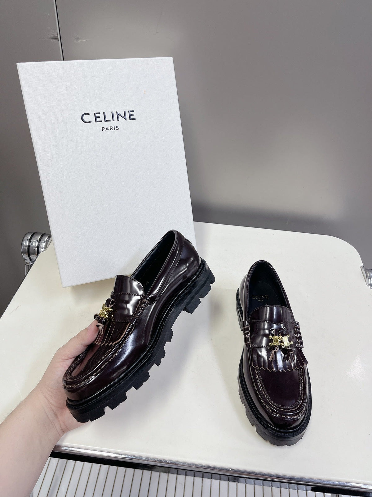 CE 26s Margaret Loafers 3.5cm Burgundy Leather 114189