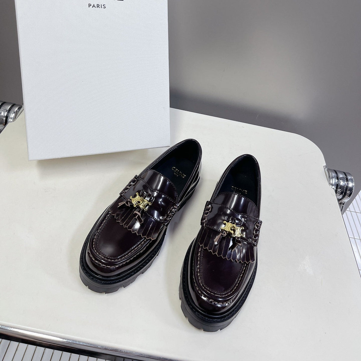 CE 26s Margaret Loafers 3.5cm Burgundy Leather 114189