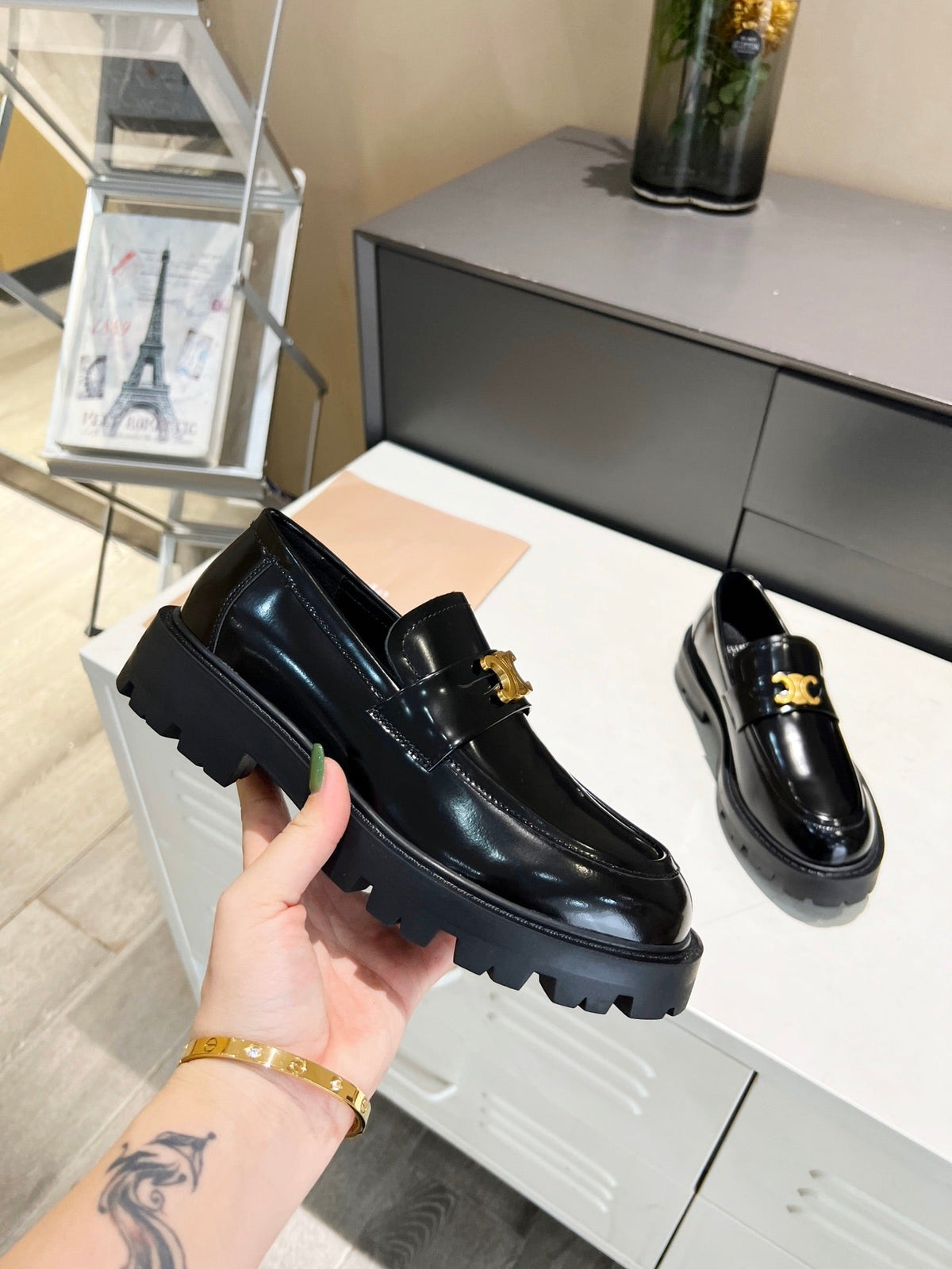 CE 26s Luco Loafers 3.5cm Black Leather 101810