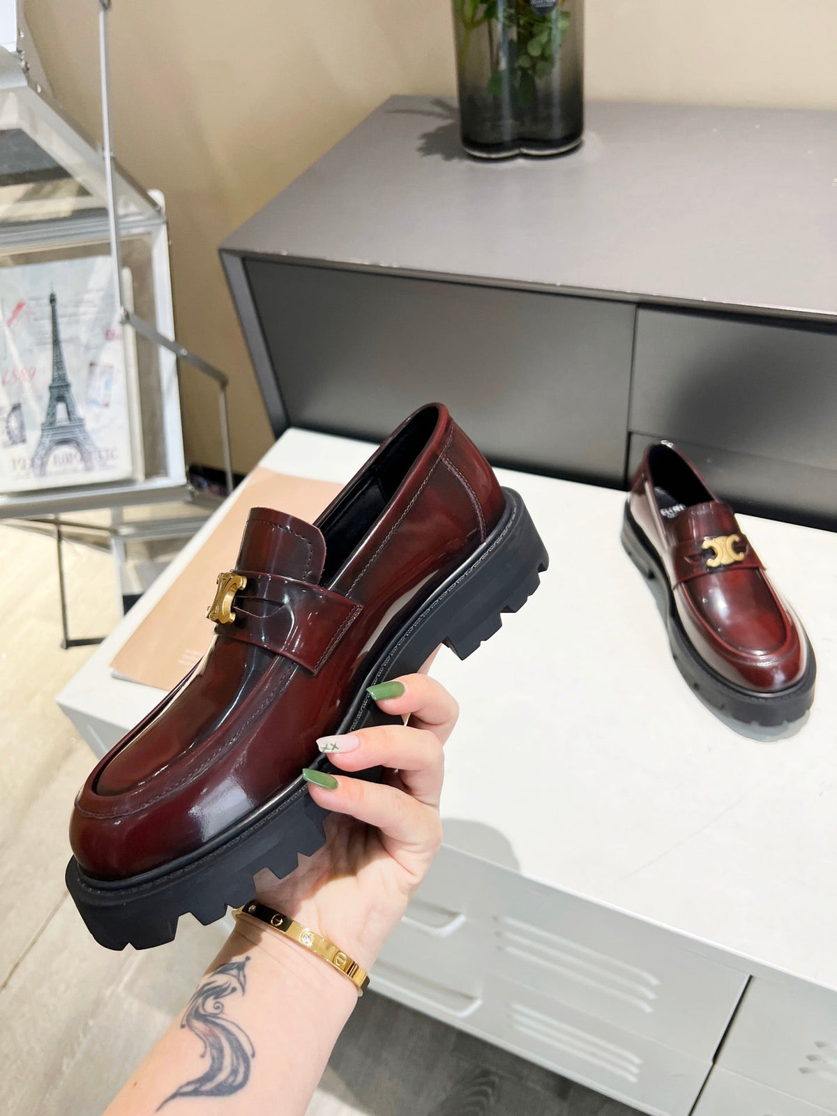 CE 26s Luco Loafers 3.5cm Burgundy Leather 101811