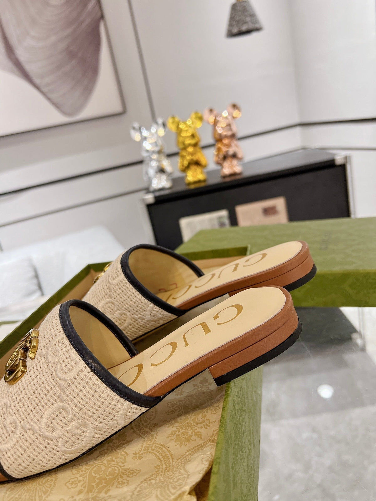 GG 26s Exclusive Slide Sandal Caramel And Cream Sedge