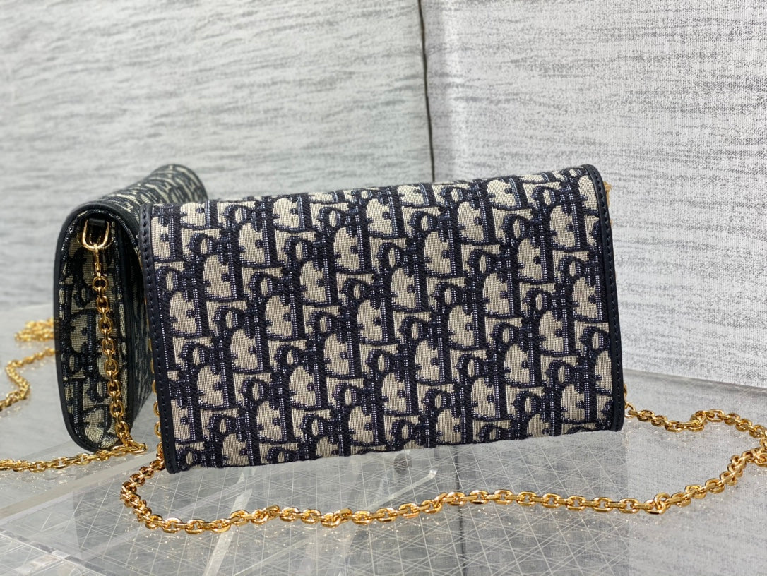 CD bobby bag classic 22 blue oblique fabric