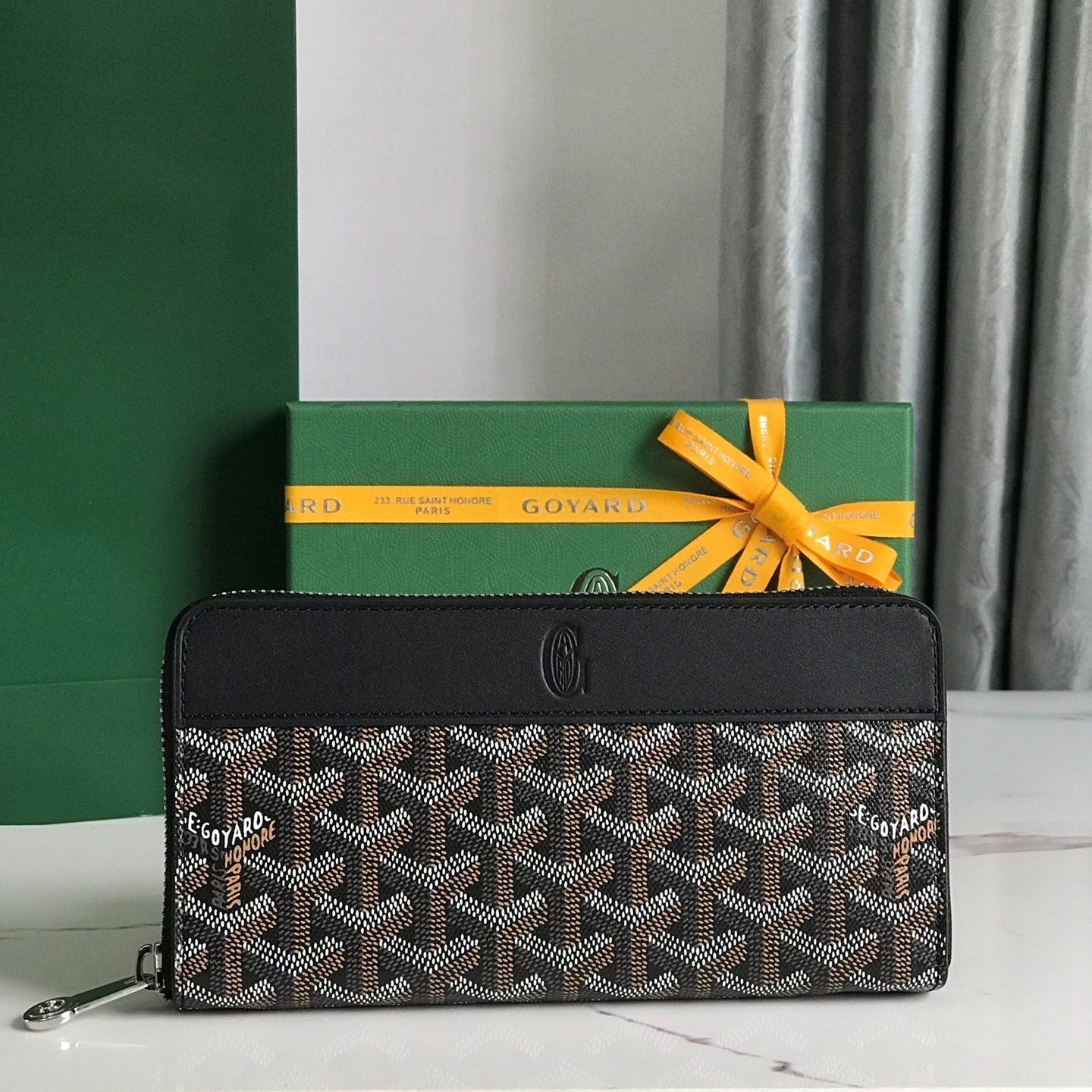 Goyard Matignon GM Wallet 20cm Black Canvas & Calfskin