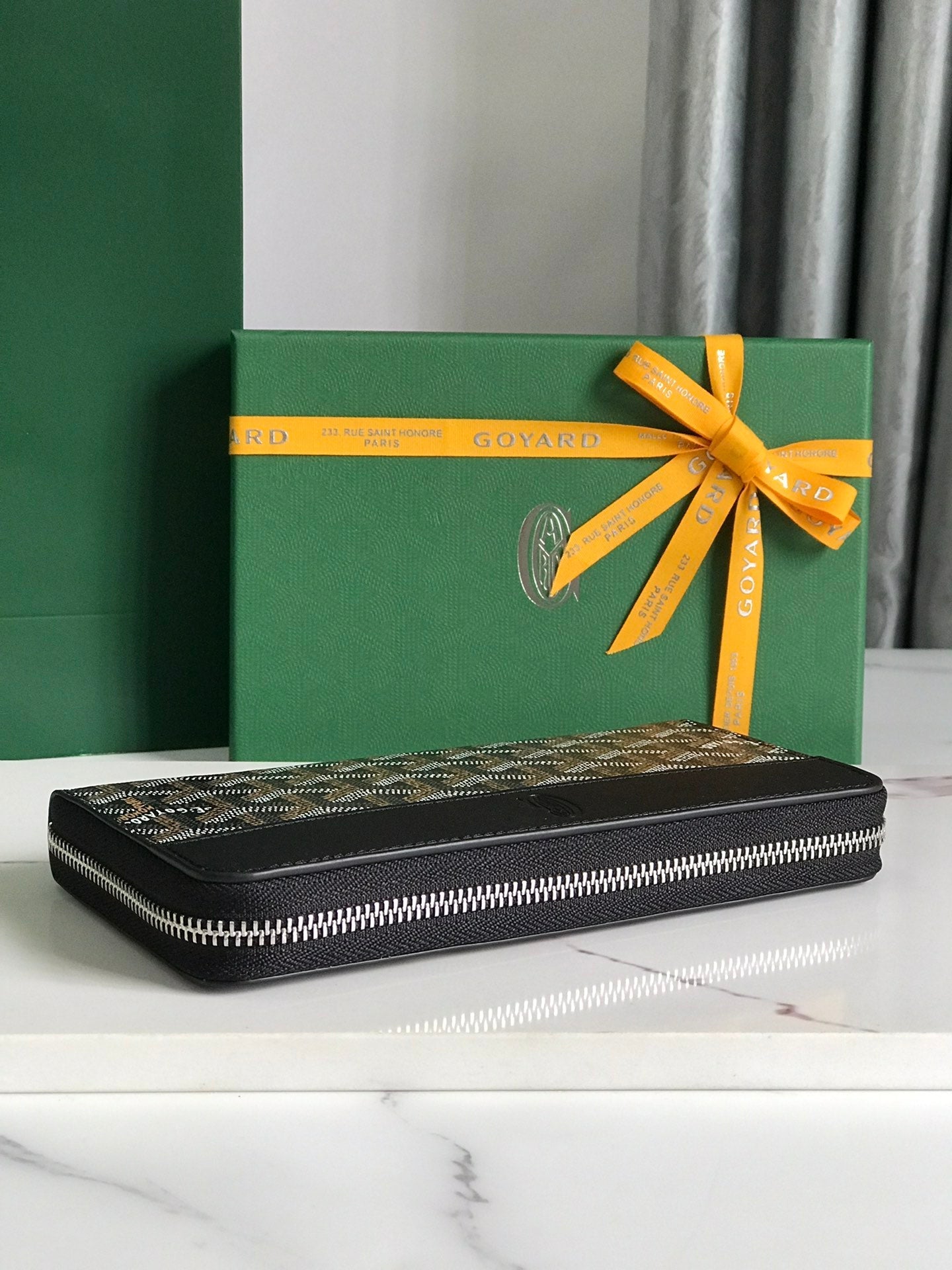 Goyard Matignon GM Wallet 20cm Black Canvas & Calfskin