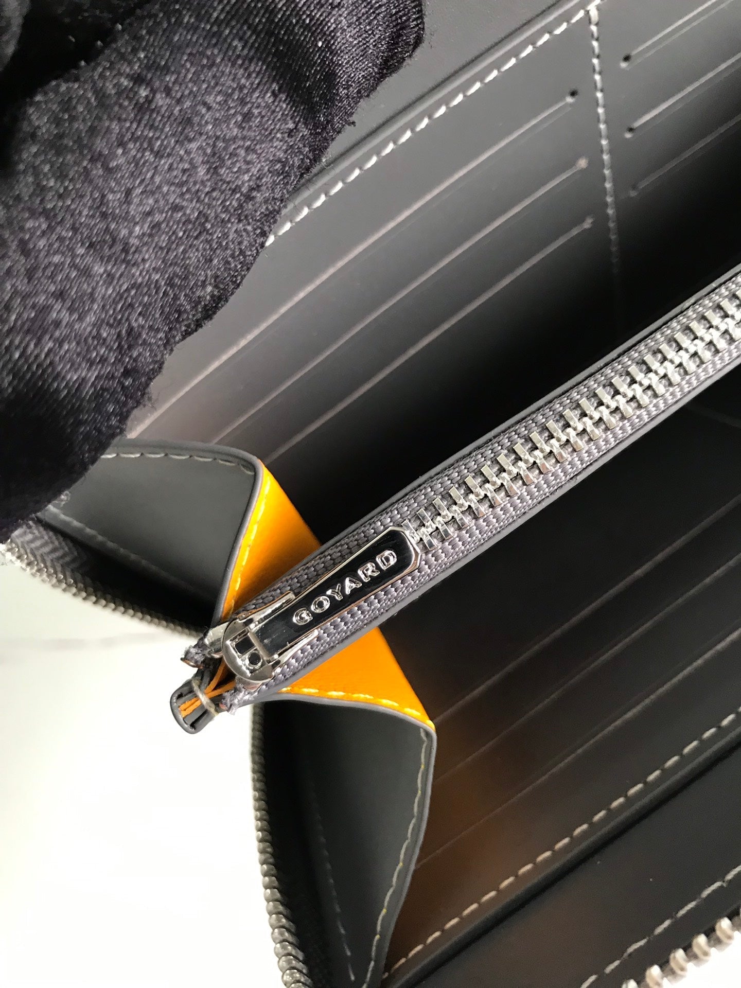 Goyard Matignon GM Wallet 20cm Grey Canvas & Calfskin