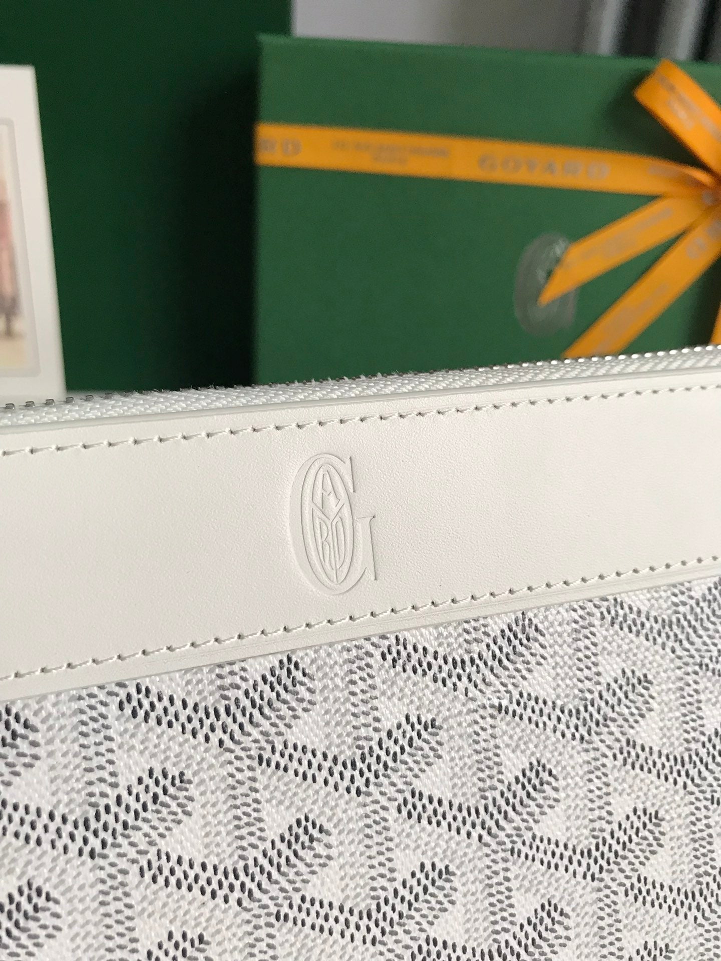 Goyard Matignon GM Wallet 20cm White Canvas & Calfskin