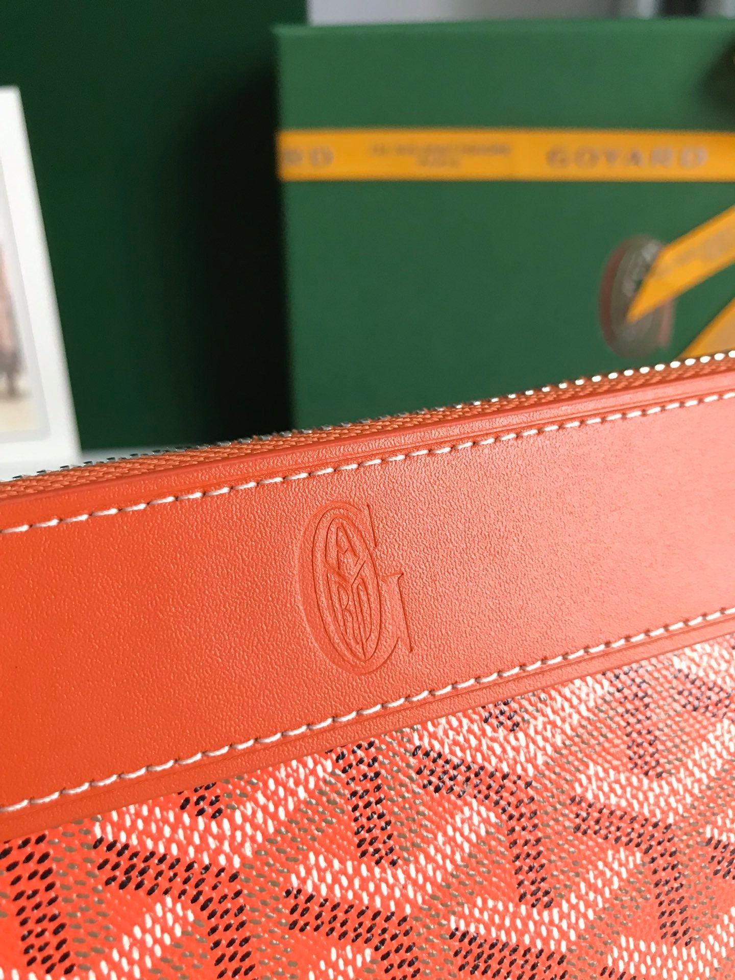 Goyard Matignon GM Wallet 20cm Orange Canvas & Calfskin