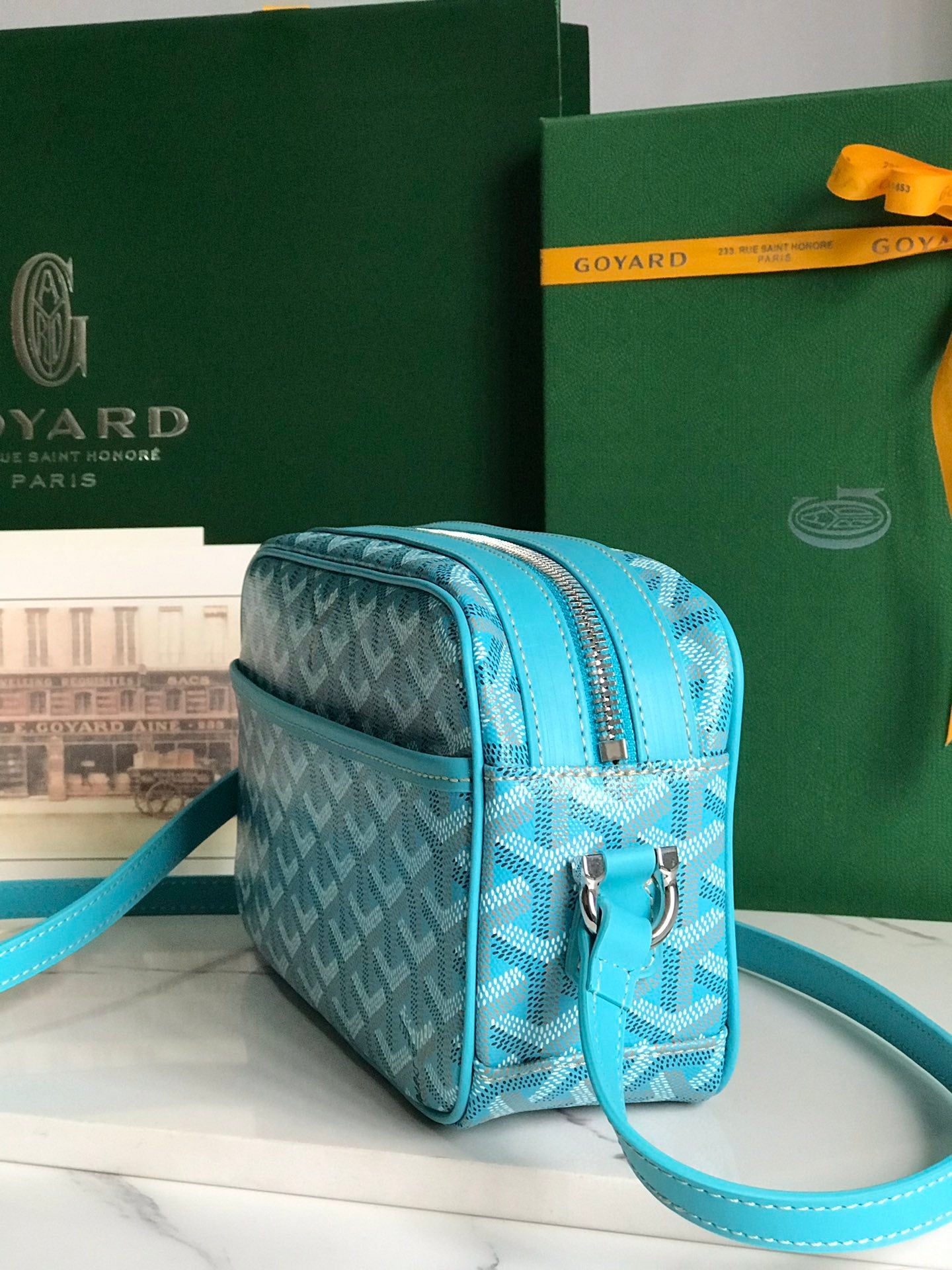 Goyard Cap-Vert Camera Bag Light Blue Calfskin Canvas 290861