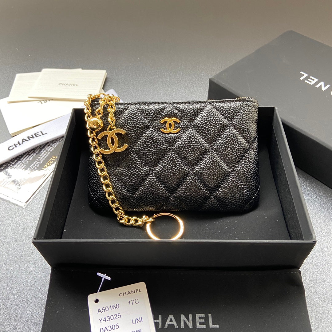 CC A50168 Keyring Cardholder Black Caviar GHW 229709